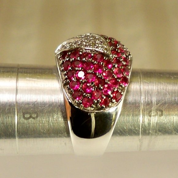 NEW Suzanne Somers Raspberry Red Cubic Zirconias Silver Vintage Ring - Picture 10 of 10